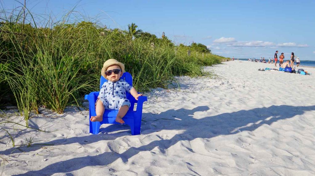 Am Strand in Florida mit Baby