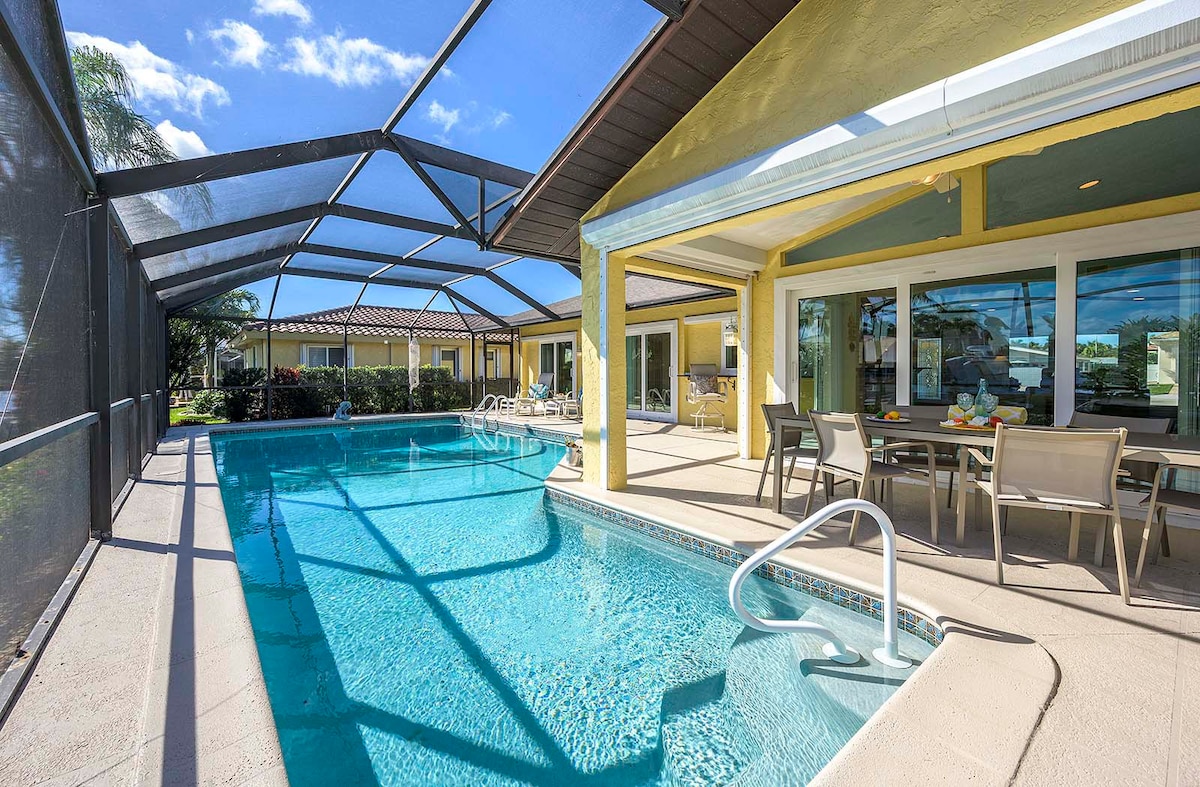 Waterfront SE Cape Coral, Gulf Access+Bootsdock/Lift, Pool beheizt
