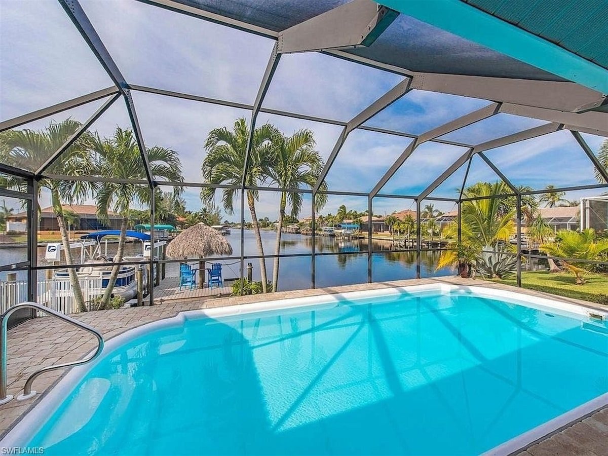 Ferienhaus Cape Coral Waterfront, Gulf Access Dock+Lift, Sunset View