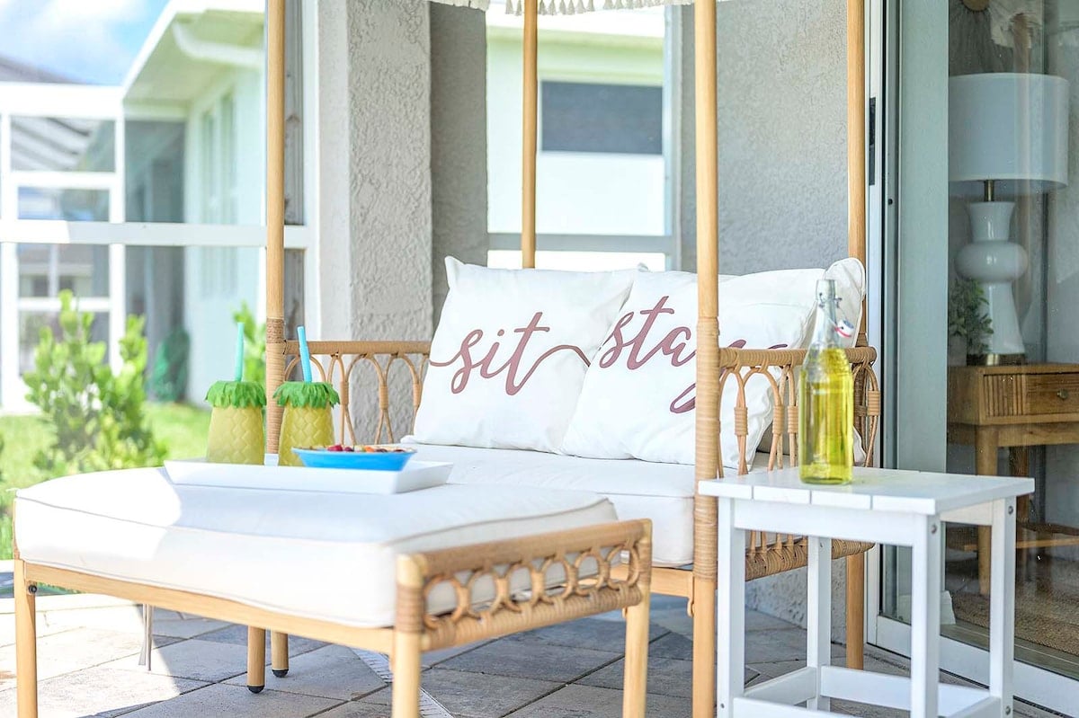 Sitzen und bleiben Sie eine Weile