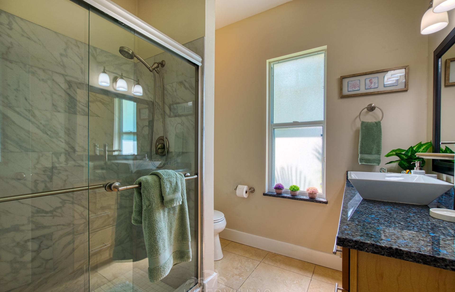 Südlich ausgerichteter Salzwasserpool mit Spa und Blick auf den Kanal.